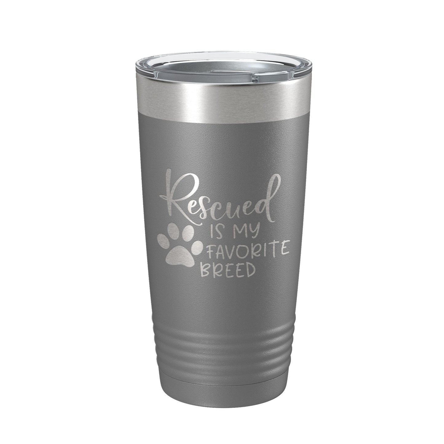 Rescued Is My Favorite Breed Tumbler Travel Mug Insulated Laser Engraved Coffee Cup Dog Cat Lover Gift 20 oz-16