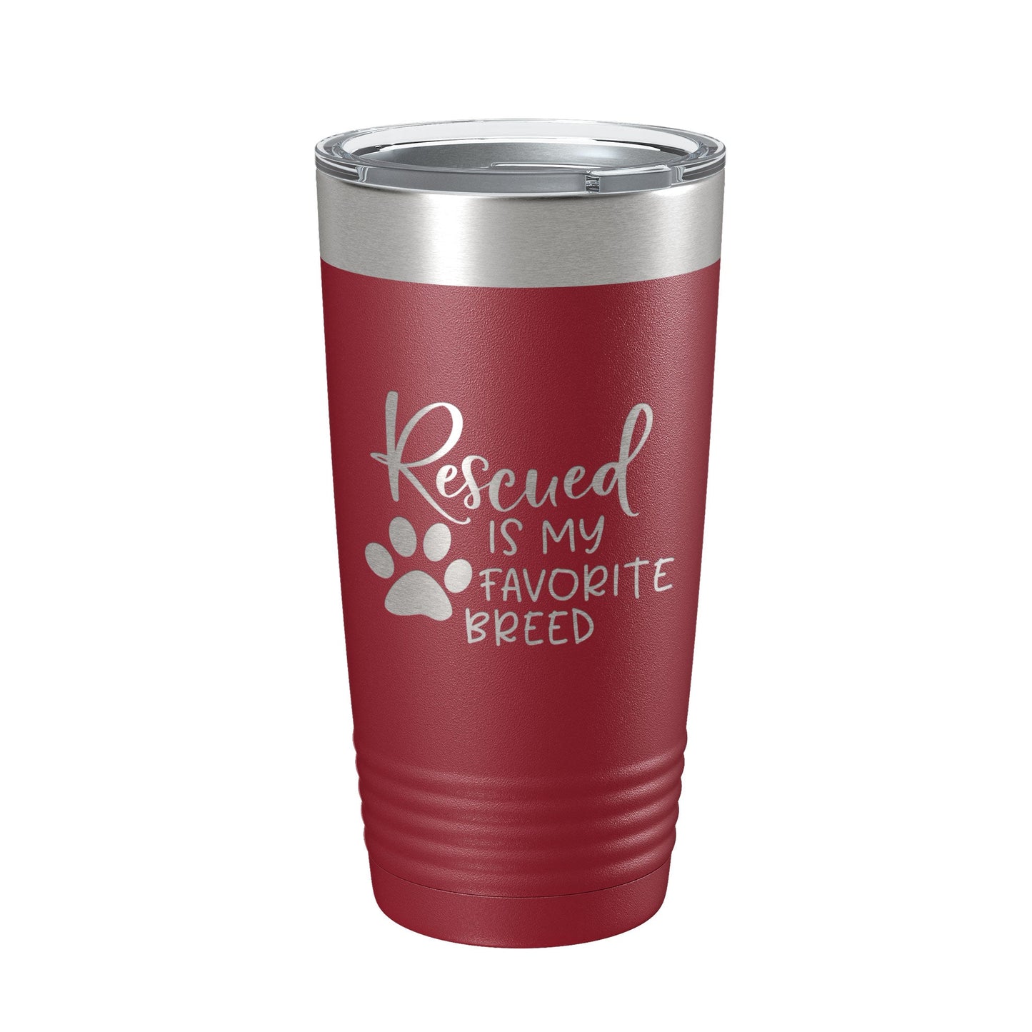 Rescued Is My Favorite Breed Tumbler Travel Mug Insulated Laser Engraved Coffee Cup Dog Cat Lover Gift 20 oz-18