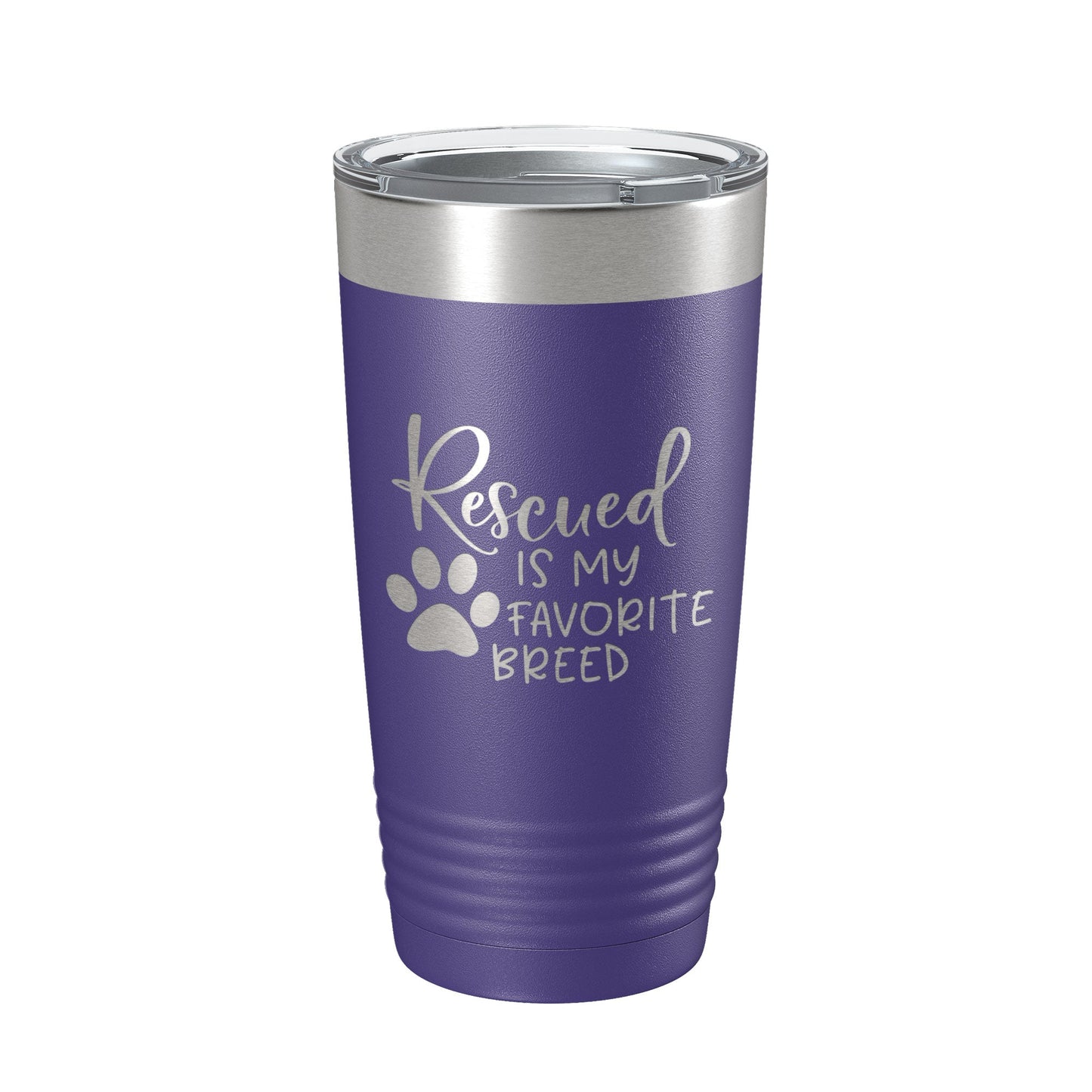 Rescued Is My Favorite Breed Tumbler Travel Mug Insulated Laser Engraved Coffee Cup Dog Cat Lover Gift 20 oz-15