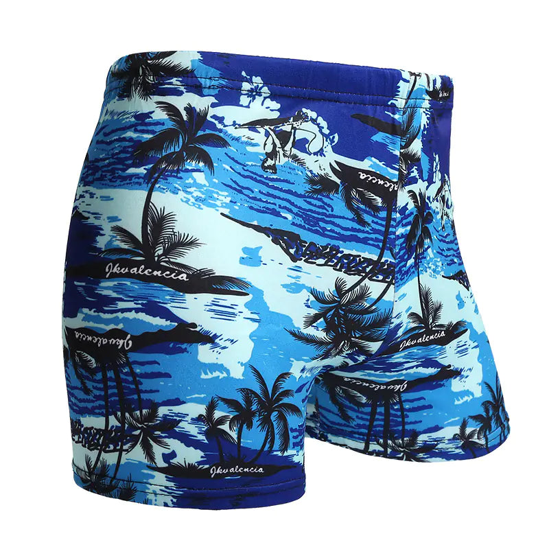 Men's Milk Silk Printed Swimming Trunks for Spa & Beach