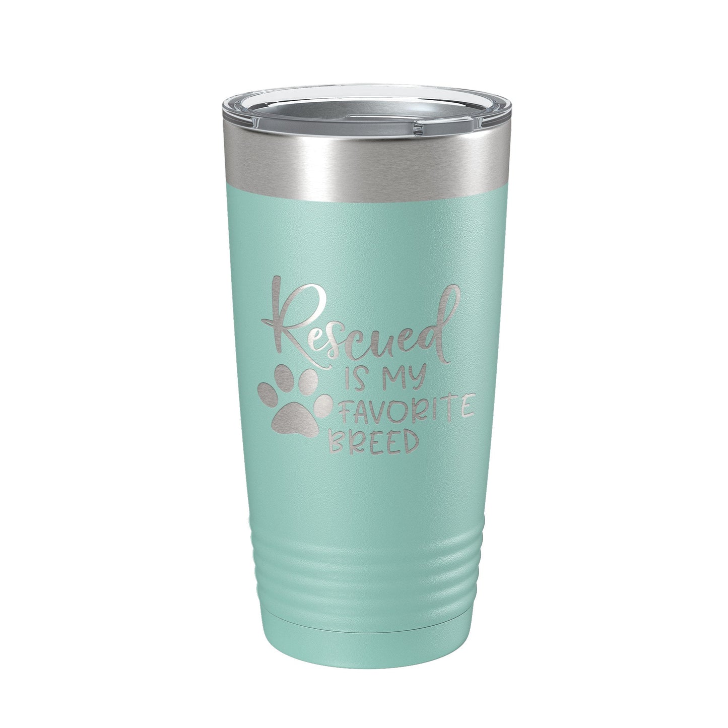 Rescued Is My Favorite Breed Tumbler Travel Mug Insulated Laser Engraved Coffee Cup Dog Cat Lover Gift 20 oz-12