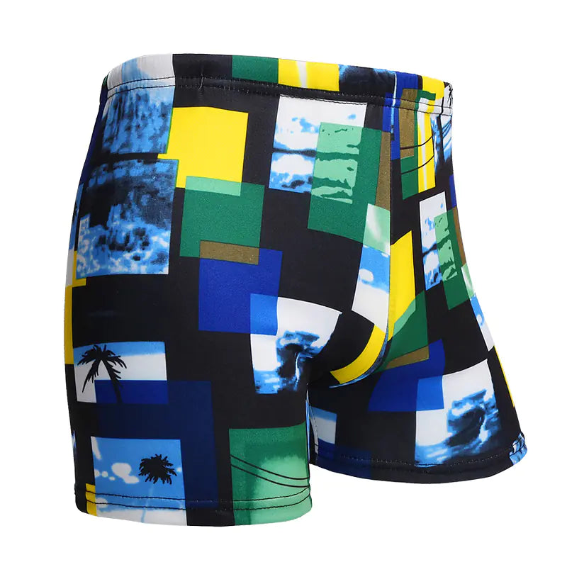 Men's Milk Silk Printed Swimming Trunks for Spa & Beach