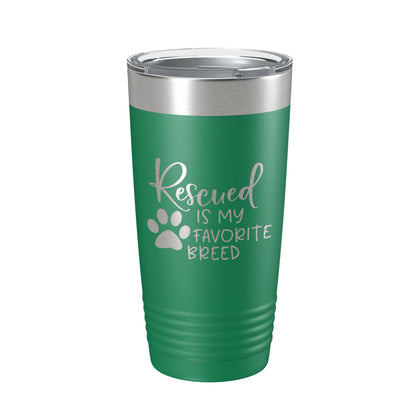 Rescued Is My Favorite Breed Tumbler Travel Mug Insulated Laser Engraved Coffee Cup Dog Cat Lover Gift 20 oz-9