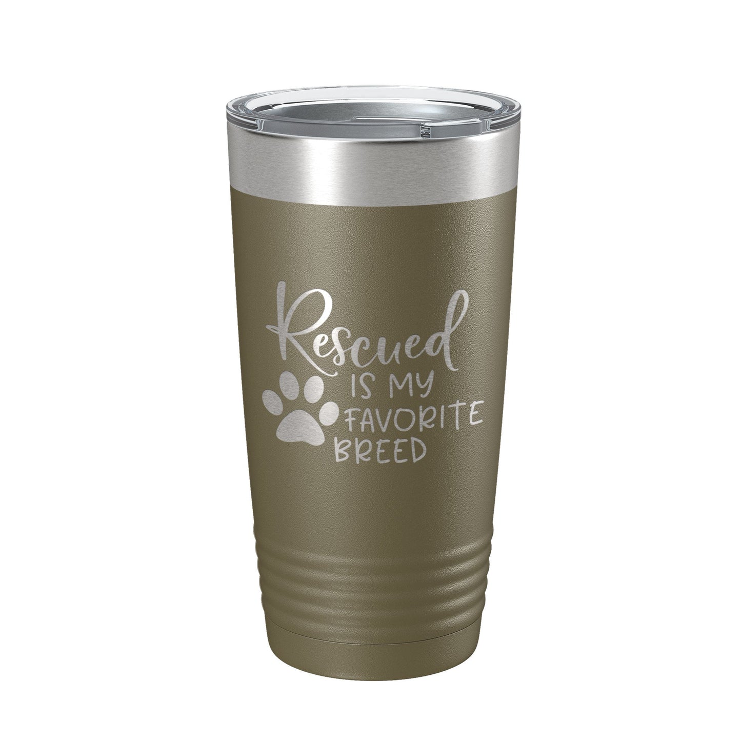 Rescued Is My Favorite Breed Tumbler Travel Mug Insulated Laser Engraved Coffee Cup Dog Cat Lover Gift 20 oz-21
