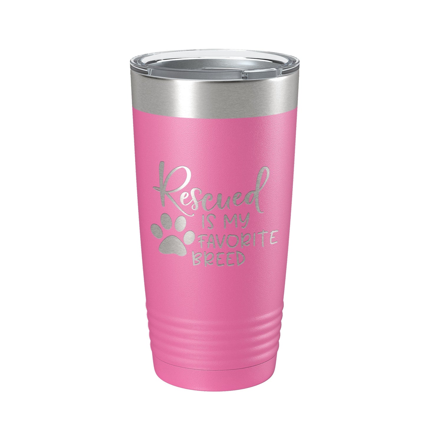 Rescued Is My Favorite Breed Tumbler Travel Mug Insulated Laser Engraved Coffee Cup Dog Cat Lover Gift 20 oz-11