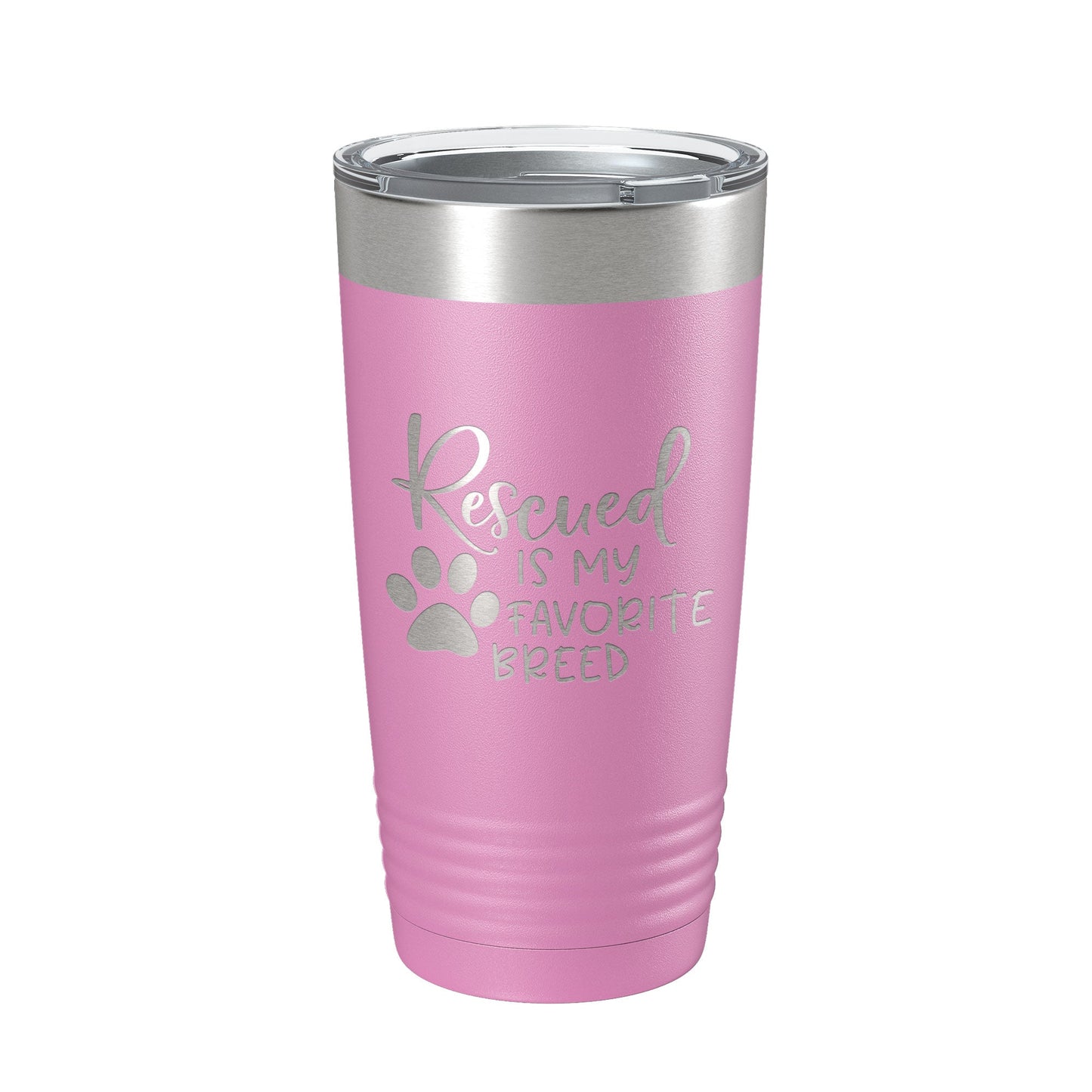 Rescued Is My Favorite Breed Tumbler Travel Mug Insulated Laser Engraved Coffee Cup Dog Cat Lover Gift 20 oz-14