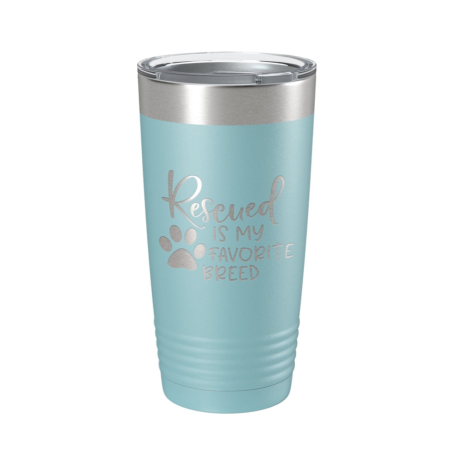 Rescued Is My Favorite Breed Tumbler Travel Mug Insulated Laser Engraved Coffee Cup Dog Cat Lover Gift 20 oz-13