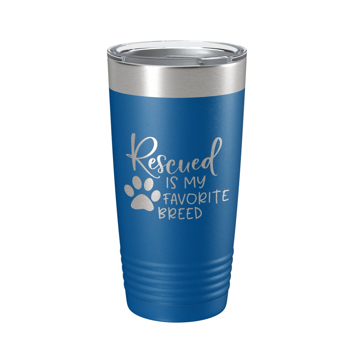 Rescued Is My Favorite Breed Tumbler Travel Mug Insulated Laser Engraved Coffee Cup Dog Cat Lover Gift 20 oz-6