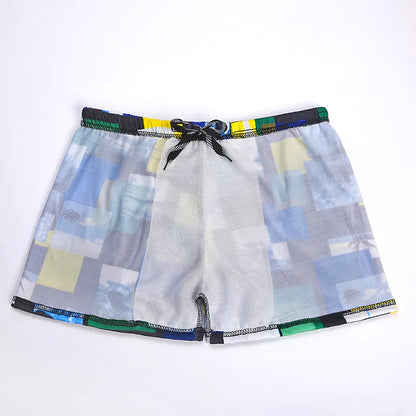 Men's Milk Silk Printed Swimming Trunks for Spa & Beach